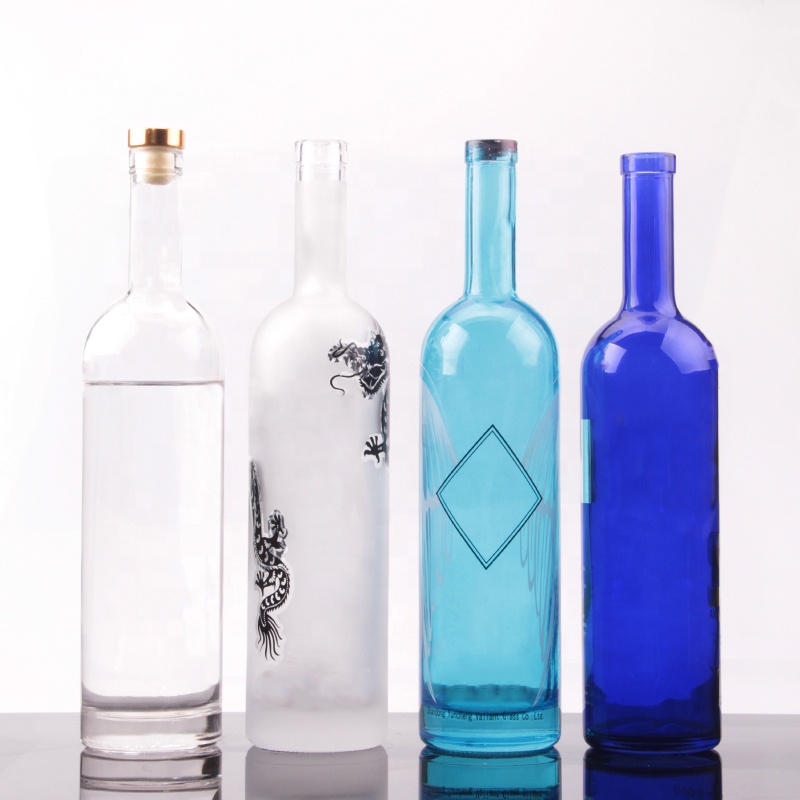Round Shape 750ml Glass Vodka Bottle 1000ml Liquor Clear Glass Bottle With Cap
