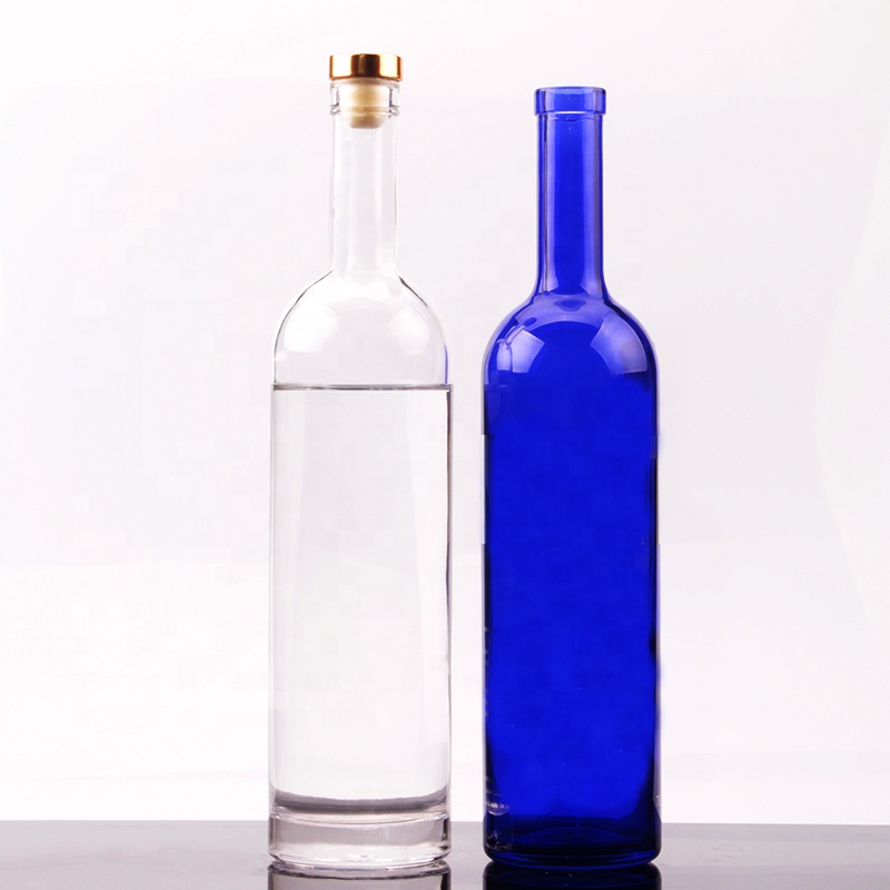 Round Shape 750ml Glass Vodka Bottle 1000ml Liquor Clear Glass Bottle With Cap