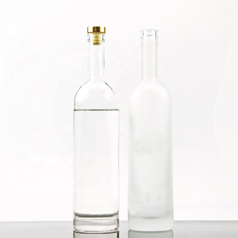 Round Shape 750ml Glass Vodka Bottle 1000ml Liquor Clear Glass Bottle With Cap