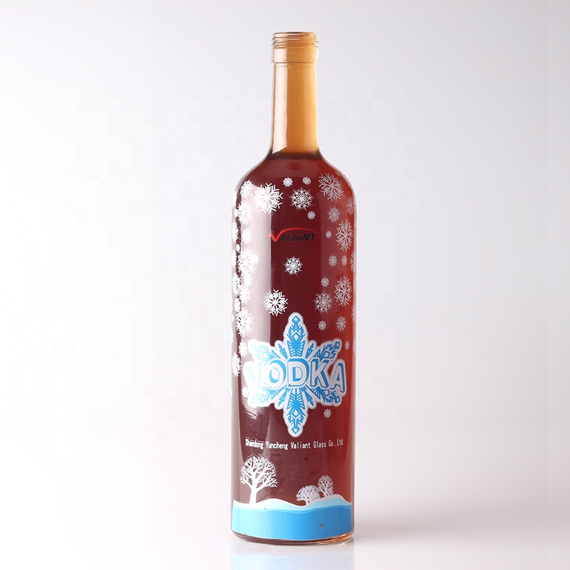 Round Shape 750ml Glass Vodka Bottle 1000ml Liquor Clear Glass Bottle With Cap
