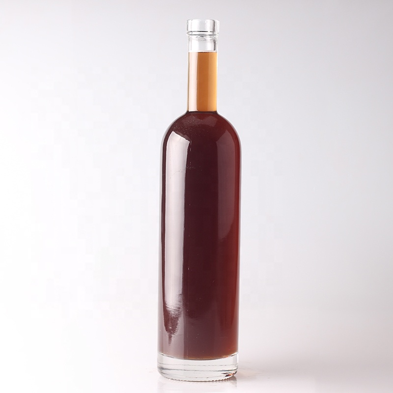 Round Shape 750ml Glass Vodka Bottle 1000ml Liquor Clear Glass Bottle With Cap
