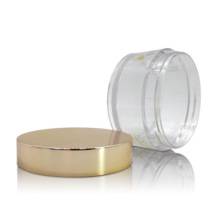 Round Shape Clear Empty Plastic Body Cream Hair Conditioner Packaging Cream Jar with Golden Cap 200g