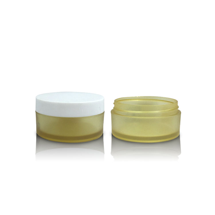Round Shape Empty Yellow Plastic Cosmetic Neck Cream Body Care Packaging Container Jars 50g 100g