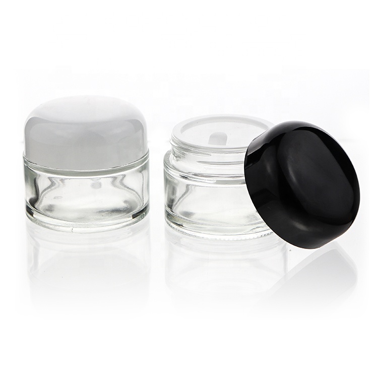 Round Shape Skincare Packaging 15g 20g 30g 50g Cream Jar Cosmetic Containers With Black White Lid