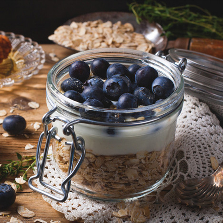 Round Shape Small Glass Spice Bottle Jar With Ceramic Clip Lid Use For Food Storage