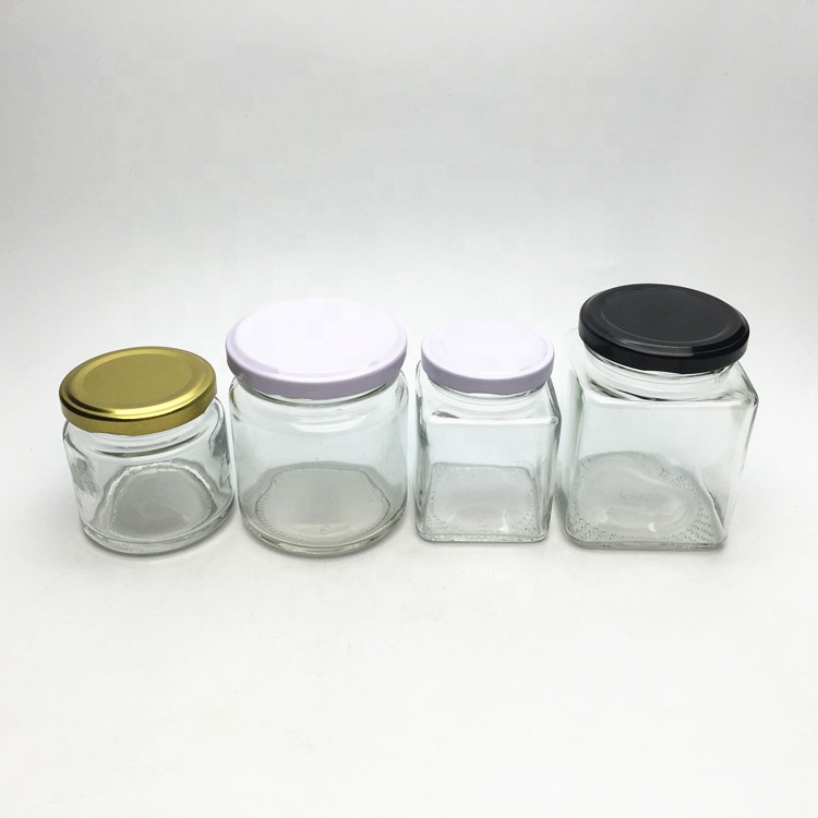 Round/ Square shape small glass honey jar 100ml 200ml wholesale