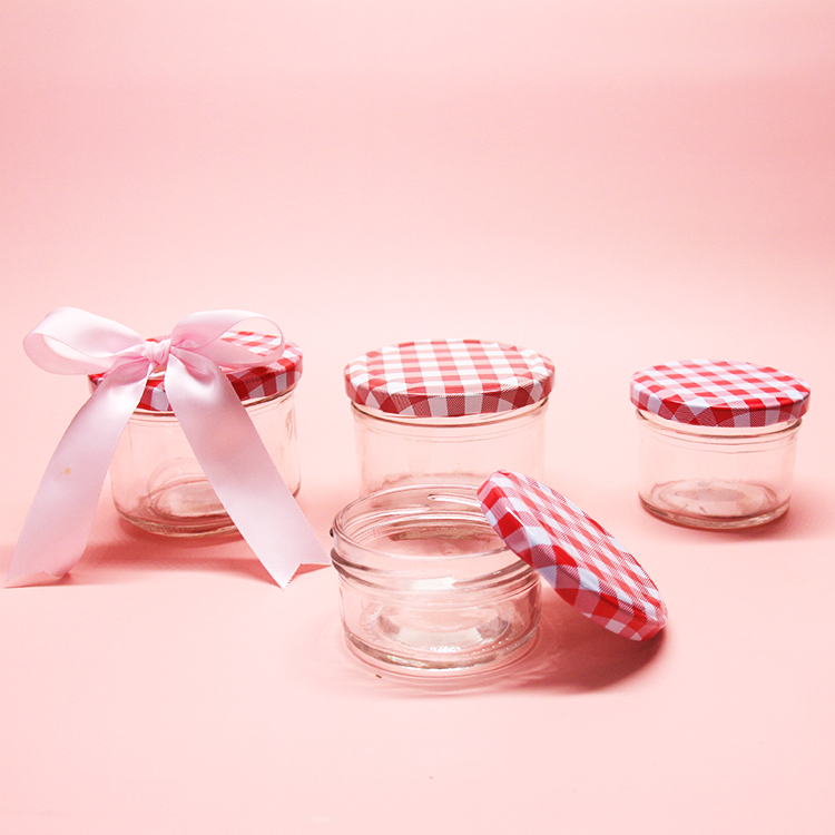 Round Style Glass Honey Jam Jelly Sauce Jar With Metal Lids 195ml 240ml 300ml 500ml 750ml