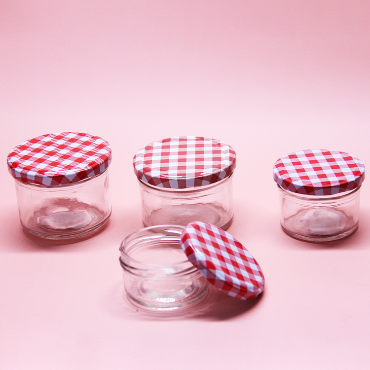 Round Style Glass Honey Jam Jelly Sauce Jar With Metal Lids 195ml 240ml 300ml 500ml 750ml