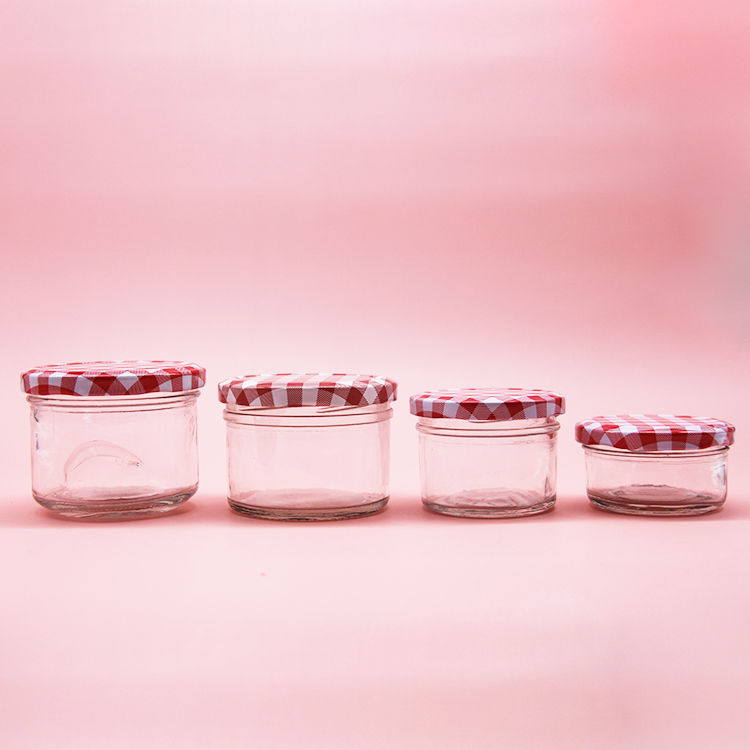 Round Style Glass Honey Jam Jelly Sauce Jar With Metal Lids 195ml 240ml 300ml 500ml 750ml
