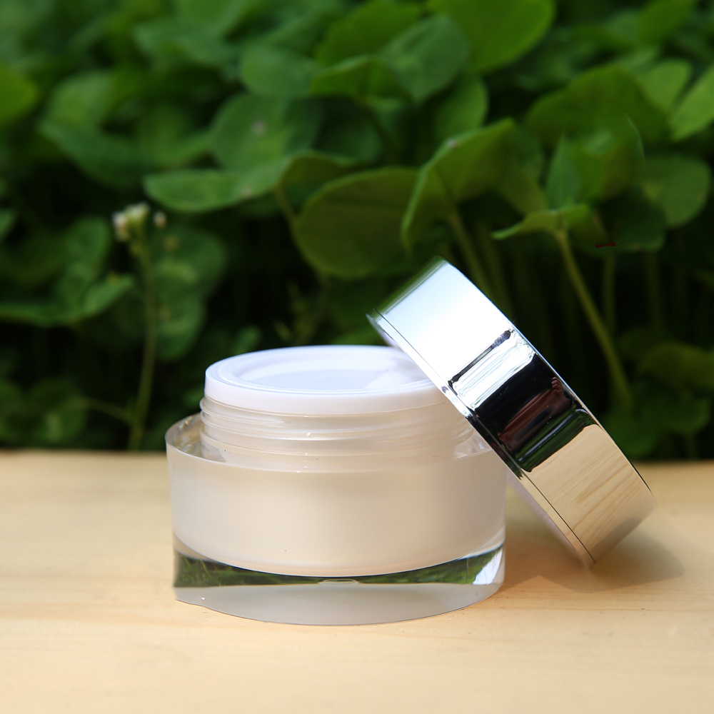 Round Top Pure White Plastic Cosmetic Empty body cute face Cream Jar bottle 50ml