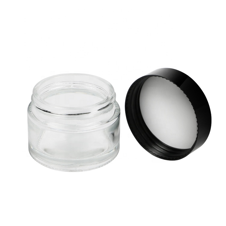Round Transparent Glass Skin Care Cream 50ml Cosmetic Cream Jar