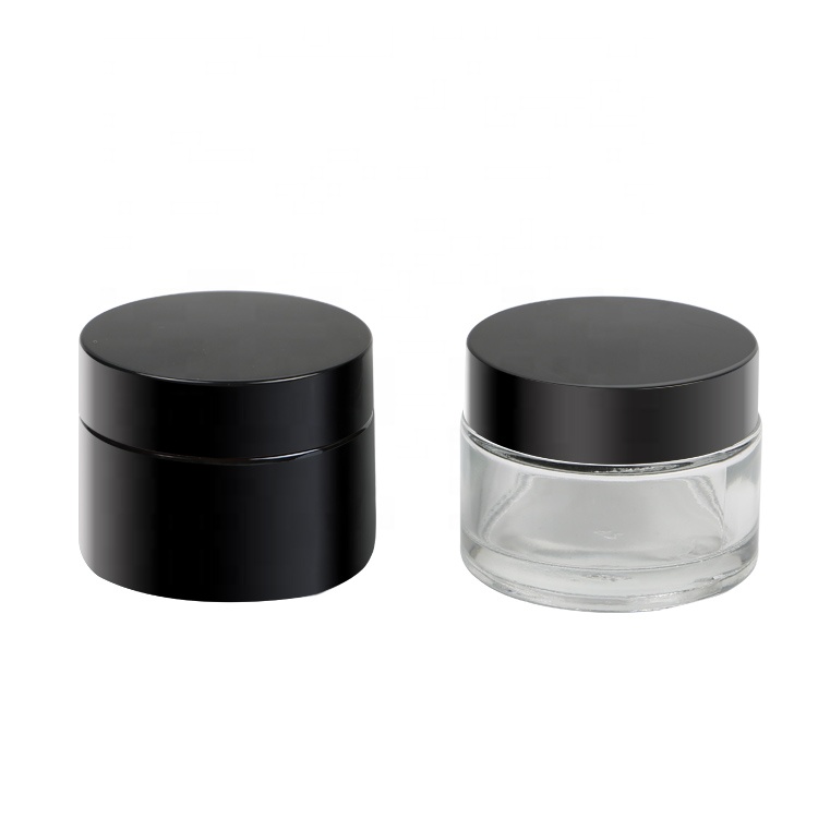 Round Transparent Glass Skin Care Cream 50ml Cosmetic Cream Jar