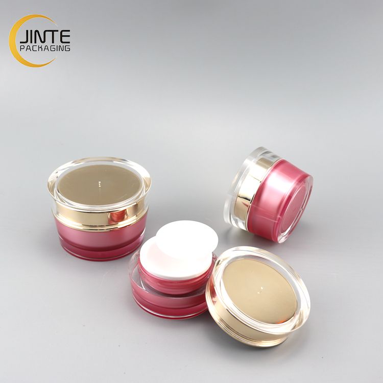 Round Type Sealing Plastic Jar with Lid Wholesale Empty Cosmetic Packaging Gloss Pink Acrylic Plastic Cream Jar