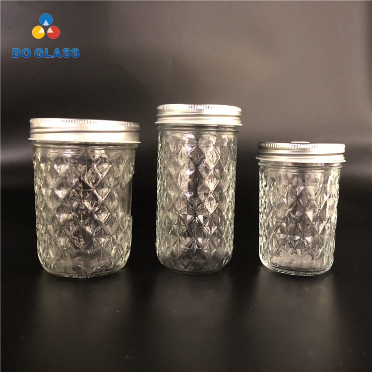 Round Vintage Mason Jar Embossed Glass Free Sample Hot Sell Custom Made