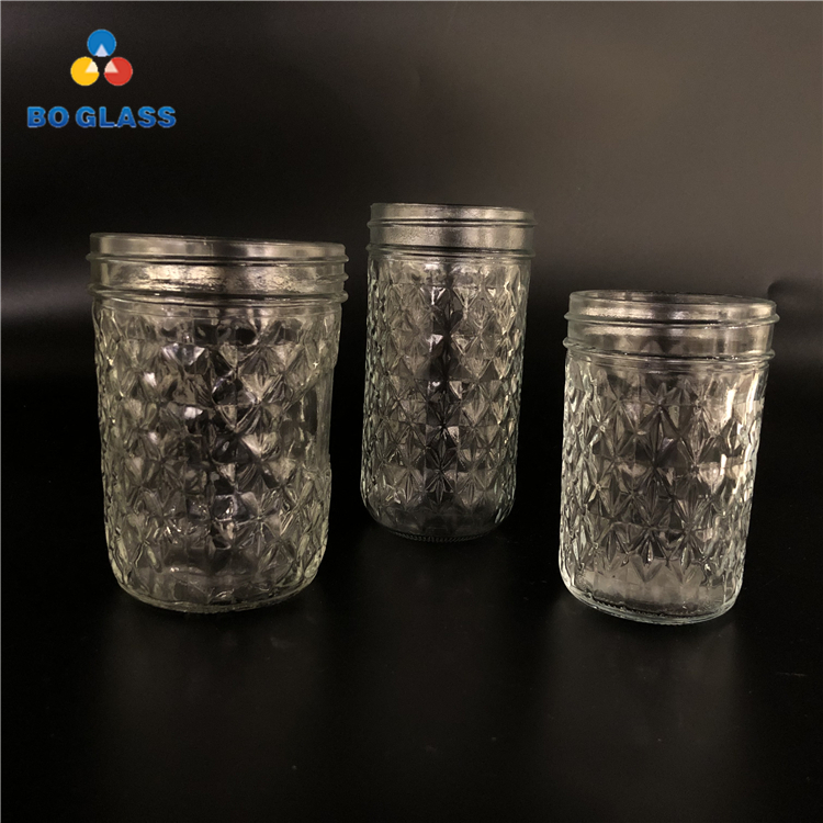 Round Vintage Mason Jar Embossed Glass Free Sample Hot Sell Custom Made