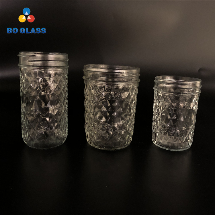 Round Vintage Mason Jar Embossed Glass Free Sample Hot Sell Custom Made