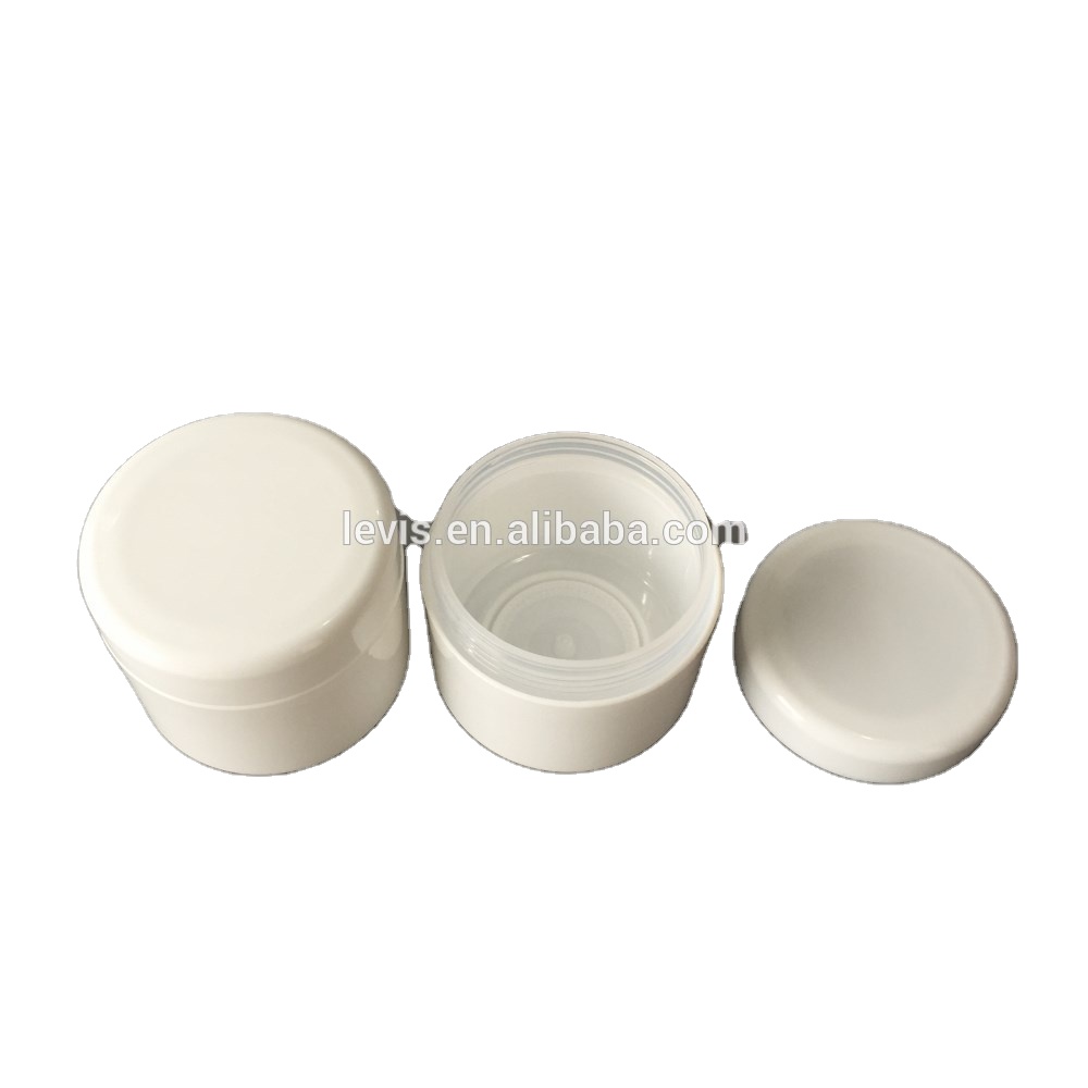 Round White Double Wall Cosmetic Plastic Jar 4 oz For Cream