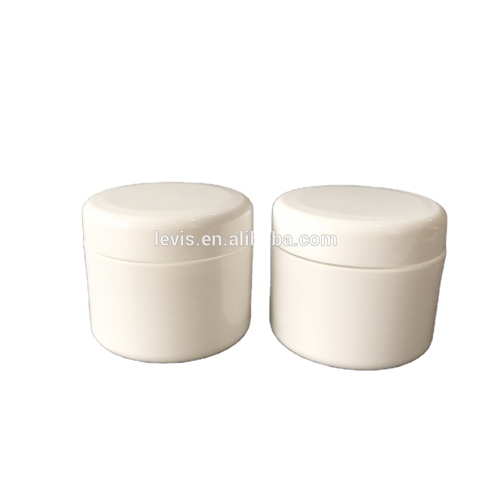 Round White Double Wall Cosmetic Plastic Jar 4 oz For Cream