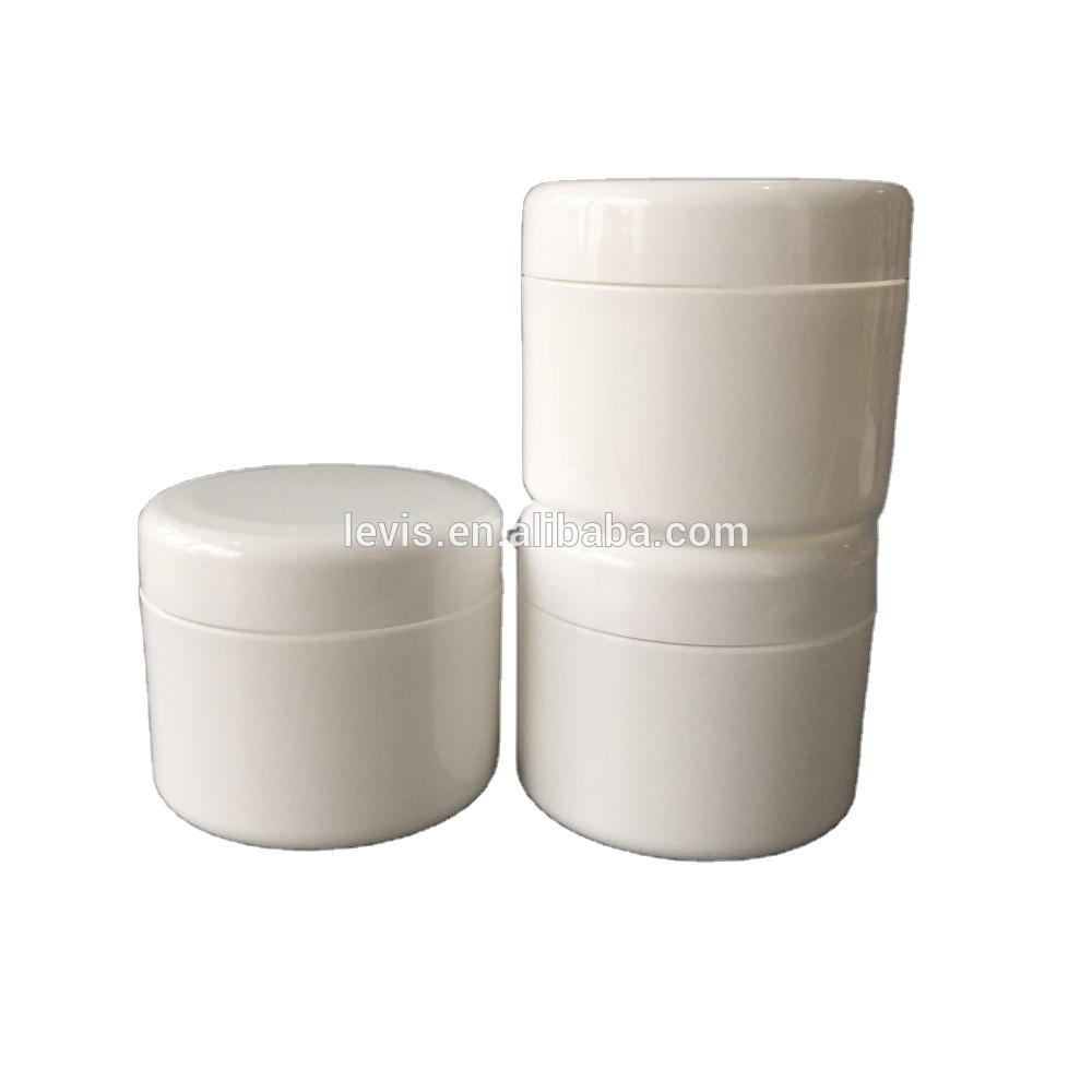 Round White Double Wall Cosmetic Plastic Jar 4 oz For Cream