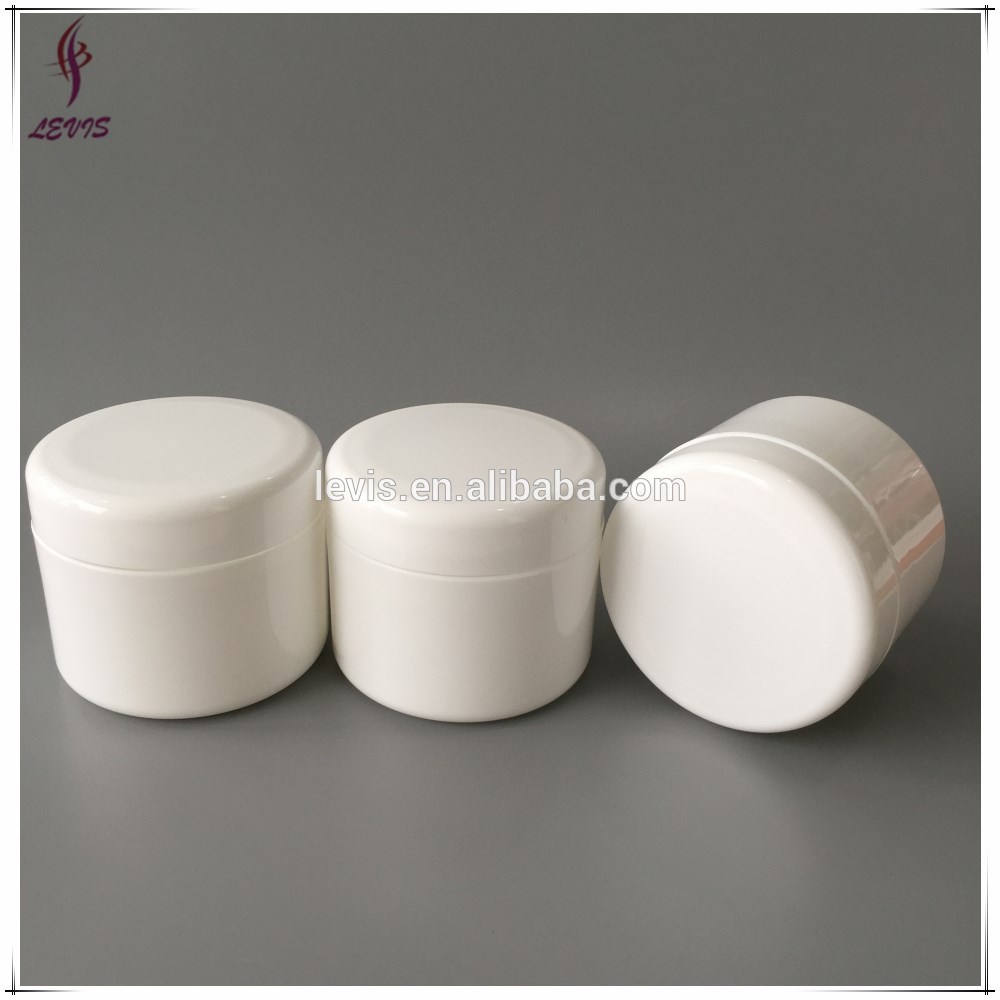 Round White Double Wall Cosmetic Plastic Jar 4 oz For Cream