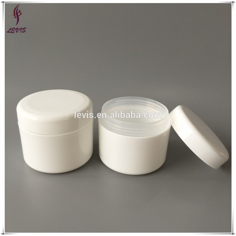 Round White Double Wall Cosmetic Plastic Jar 4 oz For Cream