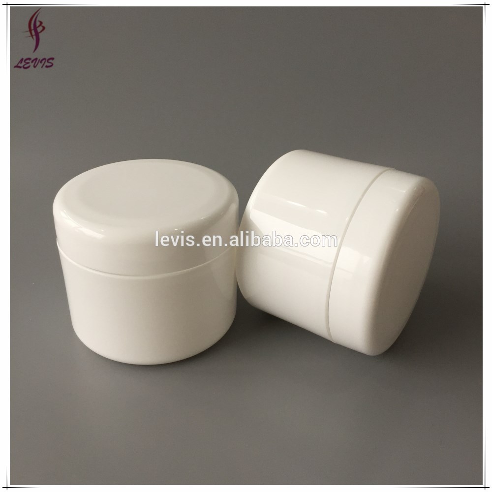 Round White Double Wall Cosmetic Plastic Jar 4 oz For Cream