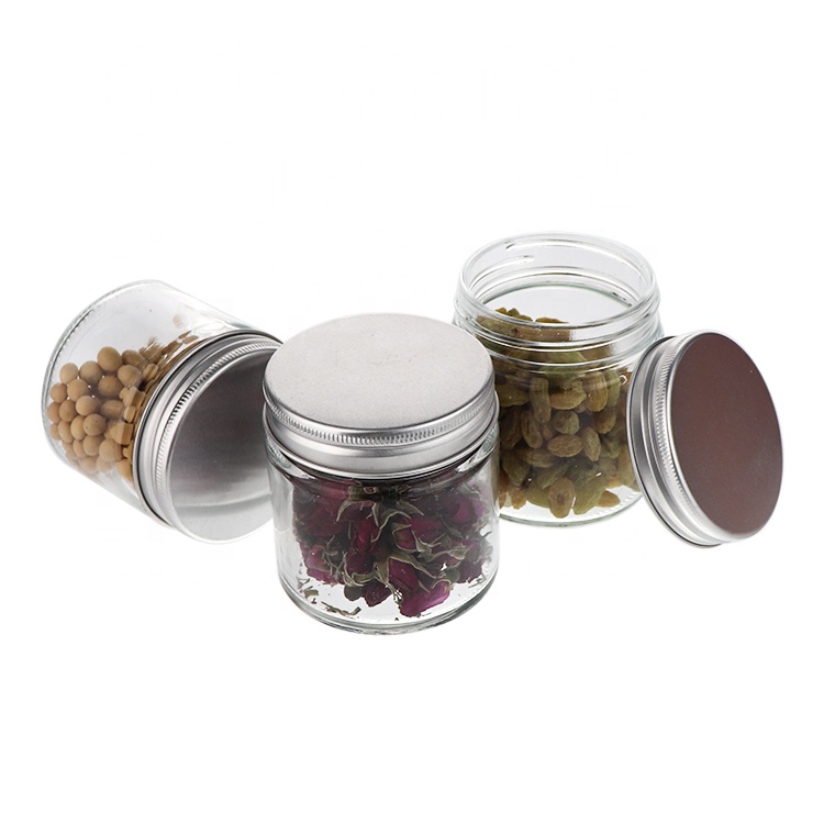 Round Wide Mouth Empty Clear 3oz 4oz 8 oz 12 oz 16 oz Home Storage Jar Glass With Lid For Canning Food Jam