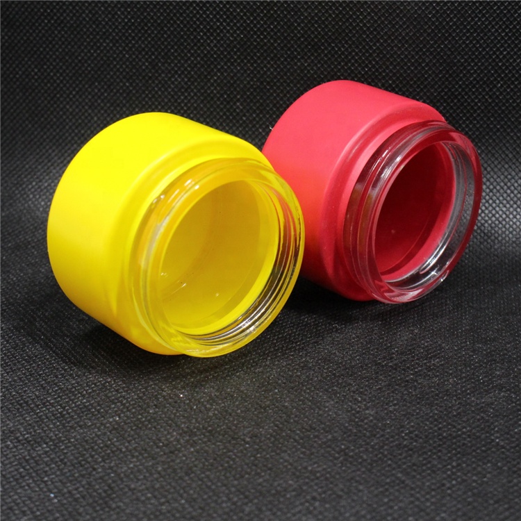 Round Yellow Glass Cosmetic Packaging Face Skin Care Eye Cream Jar With White Lid And Gasket