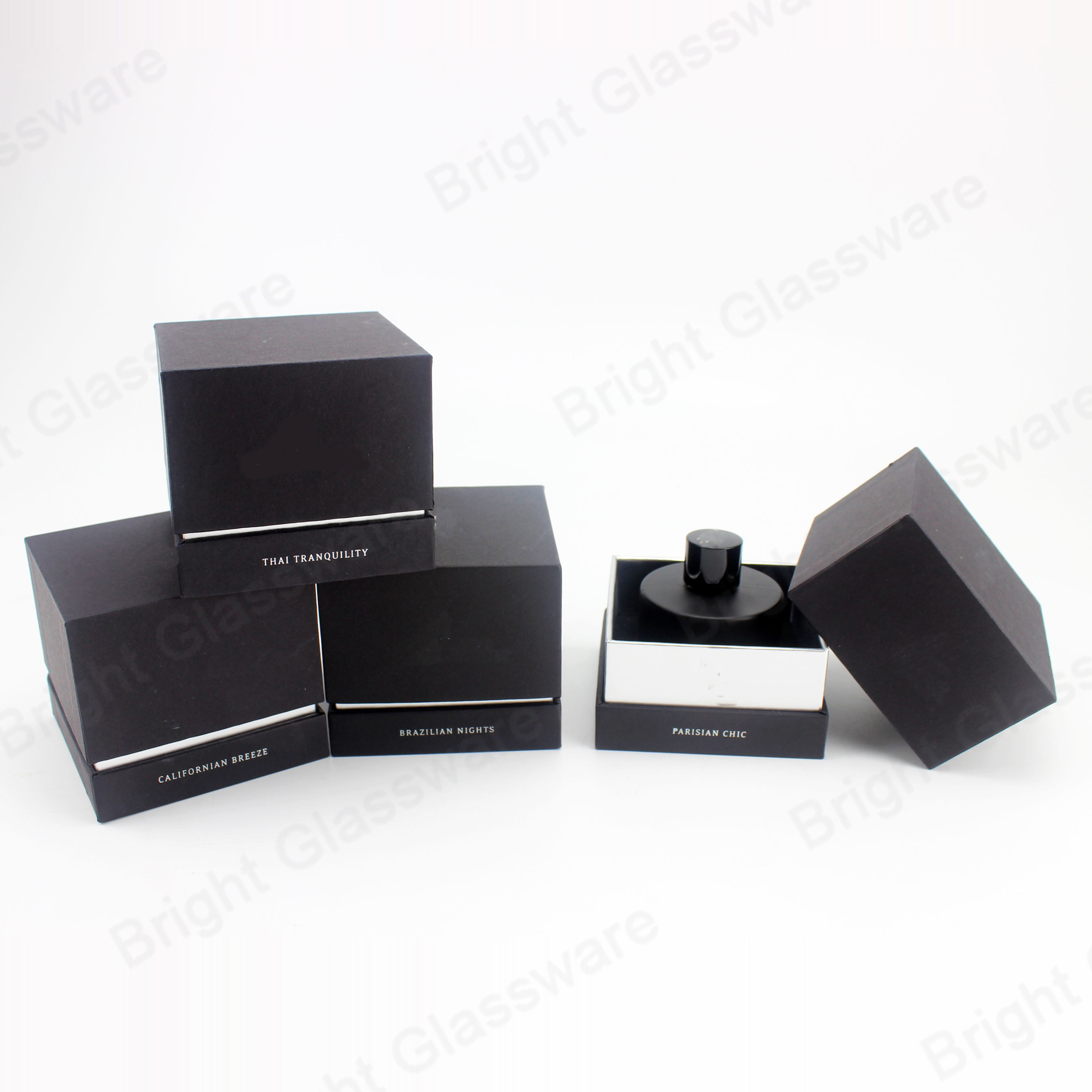 Round black 30ml aroma diffuser glass bottles with black packaging box