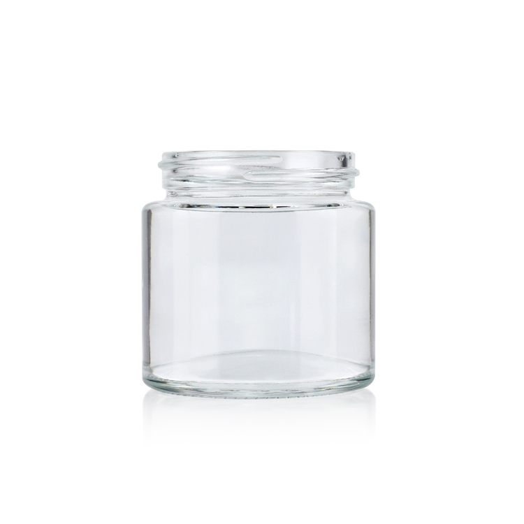Round clear 2oz 3oz 4oz empty glass childproof hemp glass jar CBD smell proof container with plastic CRC lip