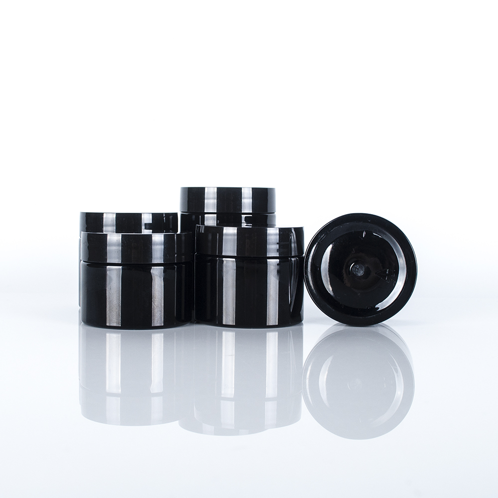 Round cosmetic pet jar black 1oz 1.5oz 1.7oz 2oz cream storage jar