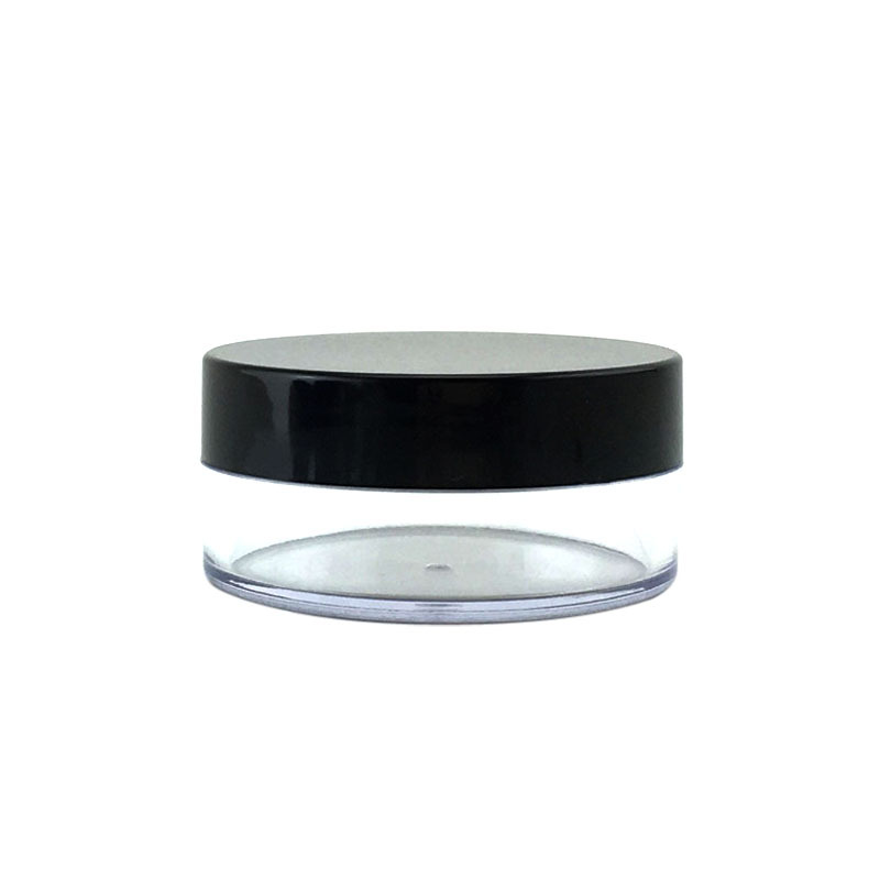 Round empty black pink PET loose powder jar 10g 15g 20g 30g plastic cosmetic container with sifter for makeup use
