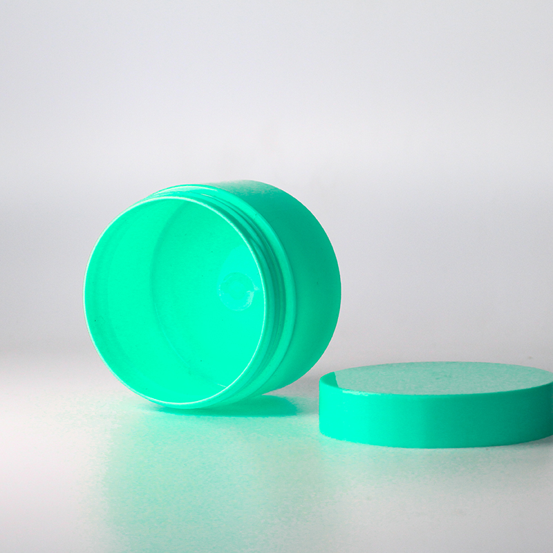 Round empty colorful green containers jars for diy creams face plastic lotion cream jar