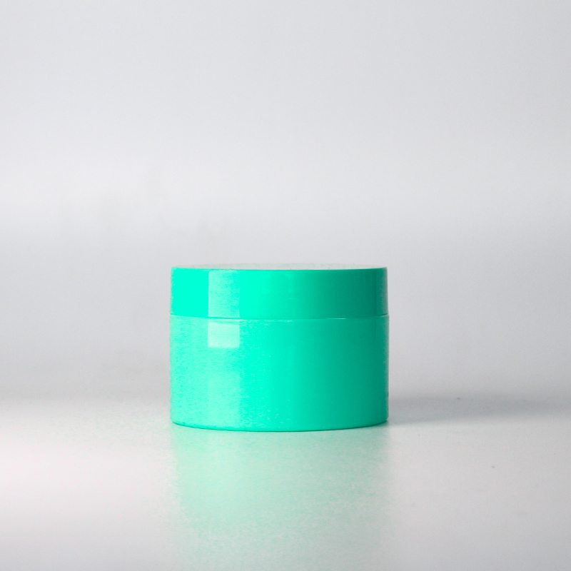 Round empty colorful green containers jars for diy creams face plastic lotion cream jar