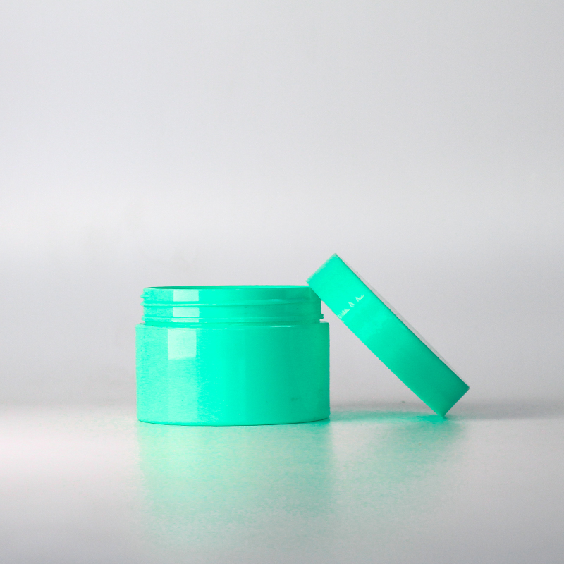 Round empty colorful green containers jars for diy creams face plastic lotion cream jar