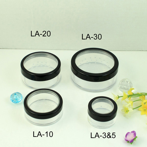 Round empty loose movable rotary sifter plastic luxury cosmetic jar