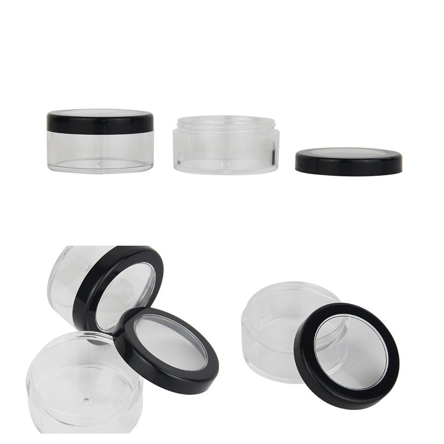 Round empty makeup cheap plastic containers cosmetics packaging clear bottle cosmetic jar case