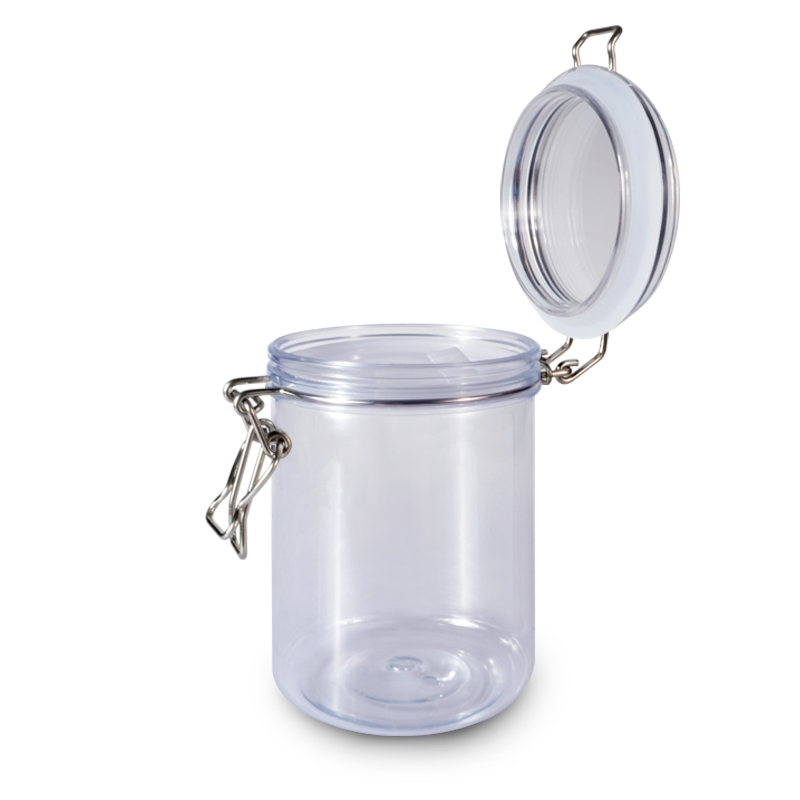 Round food container 50ml 120ml 150ml 200ml 550ml 1000ml 1500ml air seal PET plastic kilner jar with metal lock