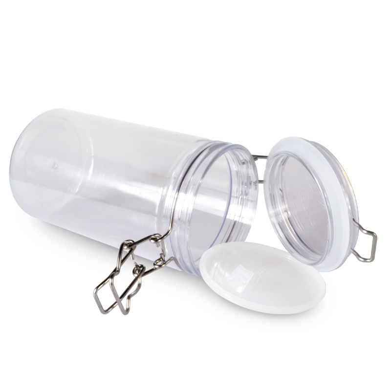 Round food container 50ml 120ml 150ml 200ml 550ml 1000ml 1500ml air seal PET plastic kilner jar with metal lock