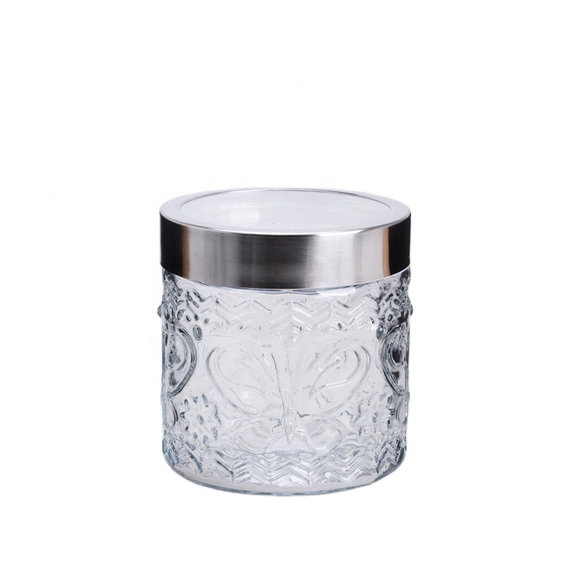 Round glass storage jars with window lid wholesale