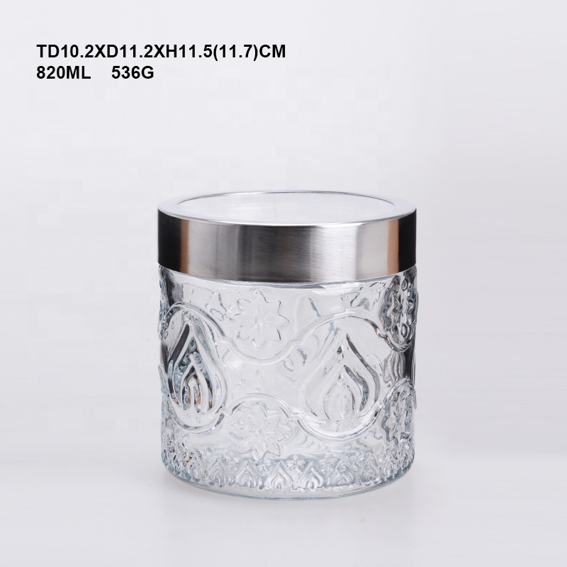 Round glass storage jars with window lid wholesale