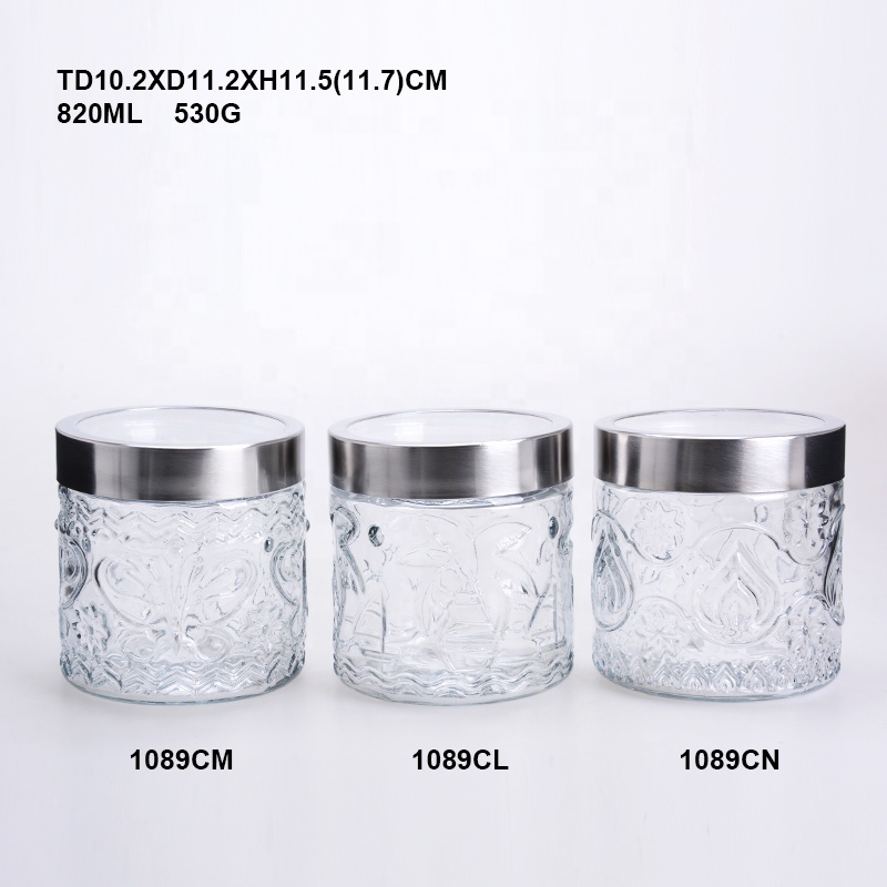 Round glass storage jars with window lid wholesale