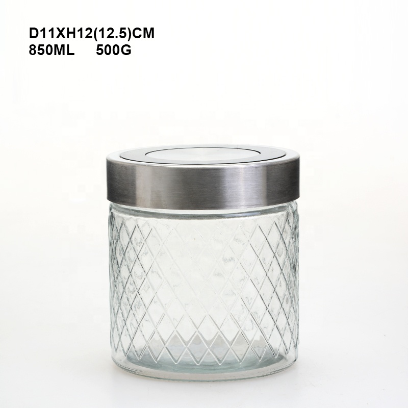 Round glass storage jars with window lid wholesale