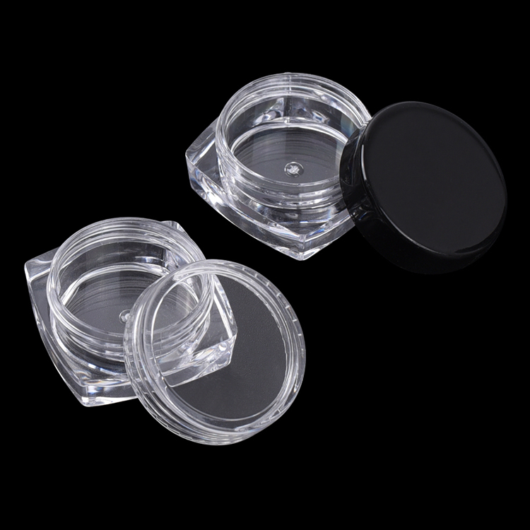 Round makeup beauty cosmetic jar 3g acrylic loose powder glitter transparent jar mini clear plastic cosmetic cream jar