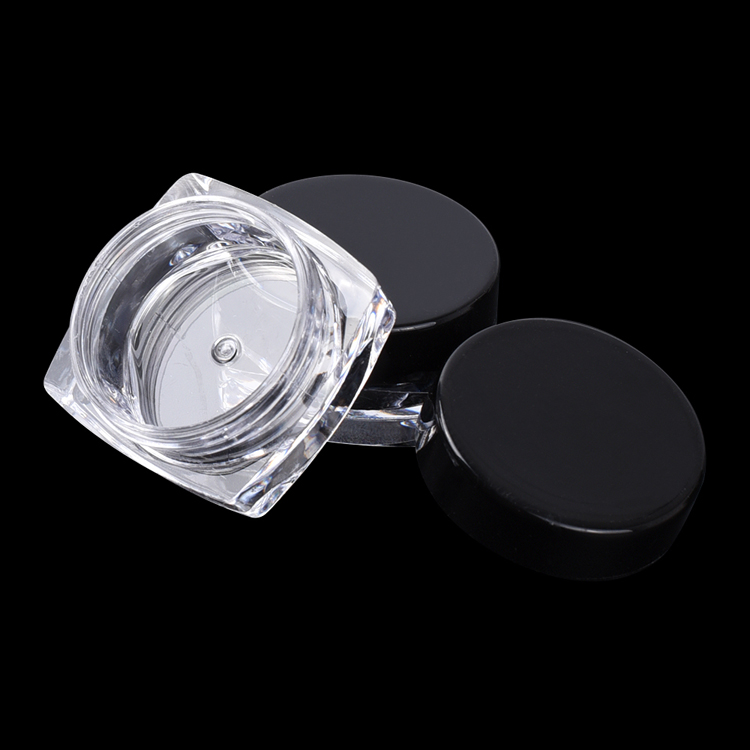 Round makeup beauty cosmetic jar 3g acrylic loose powder glitter transparent jar mini clear plastic cosmetic cream jar