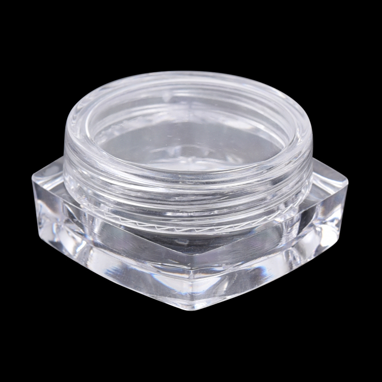 Round makeup beauty cosmetic jar 3g acrylic loose powder glitter transparent jar mini clear plastic cosmetic cream jar