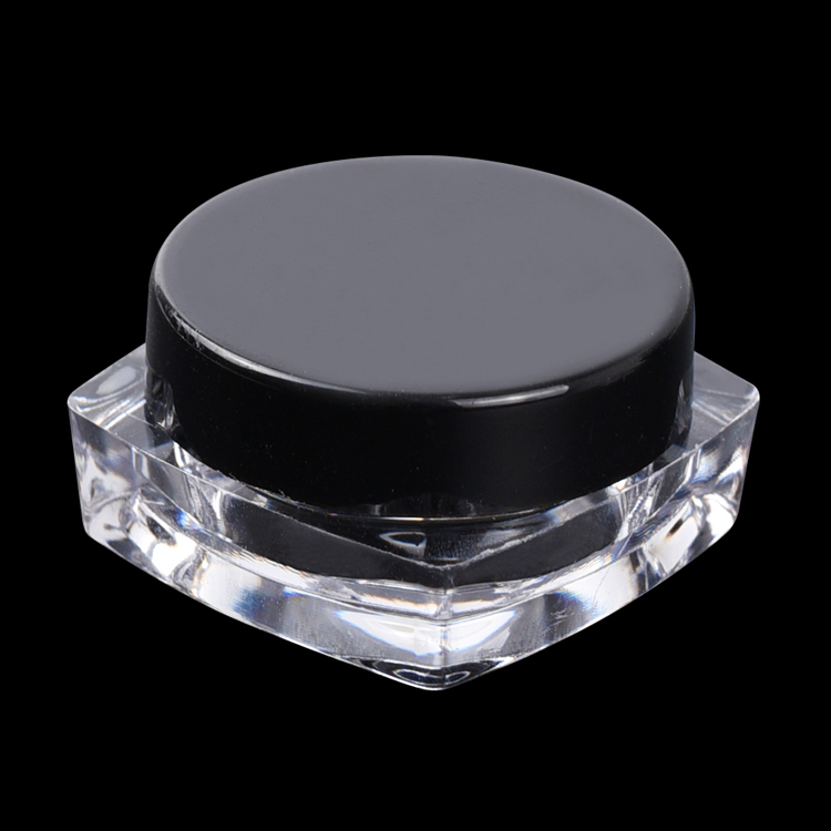 Round makeup beauty cosmetic jar 3g acrylic loose powder glitter transparent jar mini clear plastic cosmetic cream jar