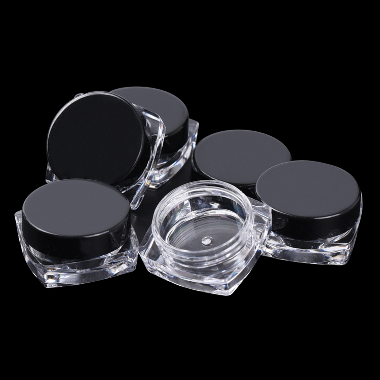 Round makeup beauty cosmetic jar 3g acrylic loose powder glitter transparent jar mini clear plastic cosmetic cream jar