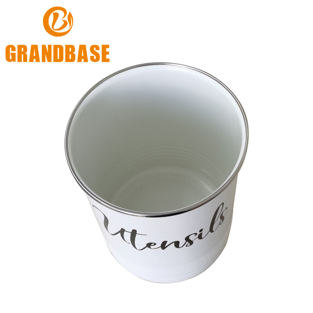 Round metal painted kitchenware can with logo