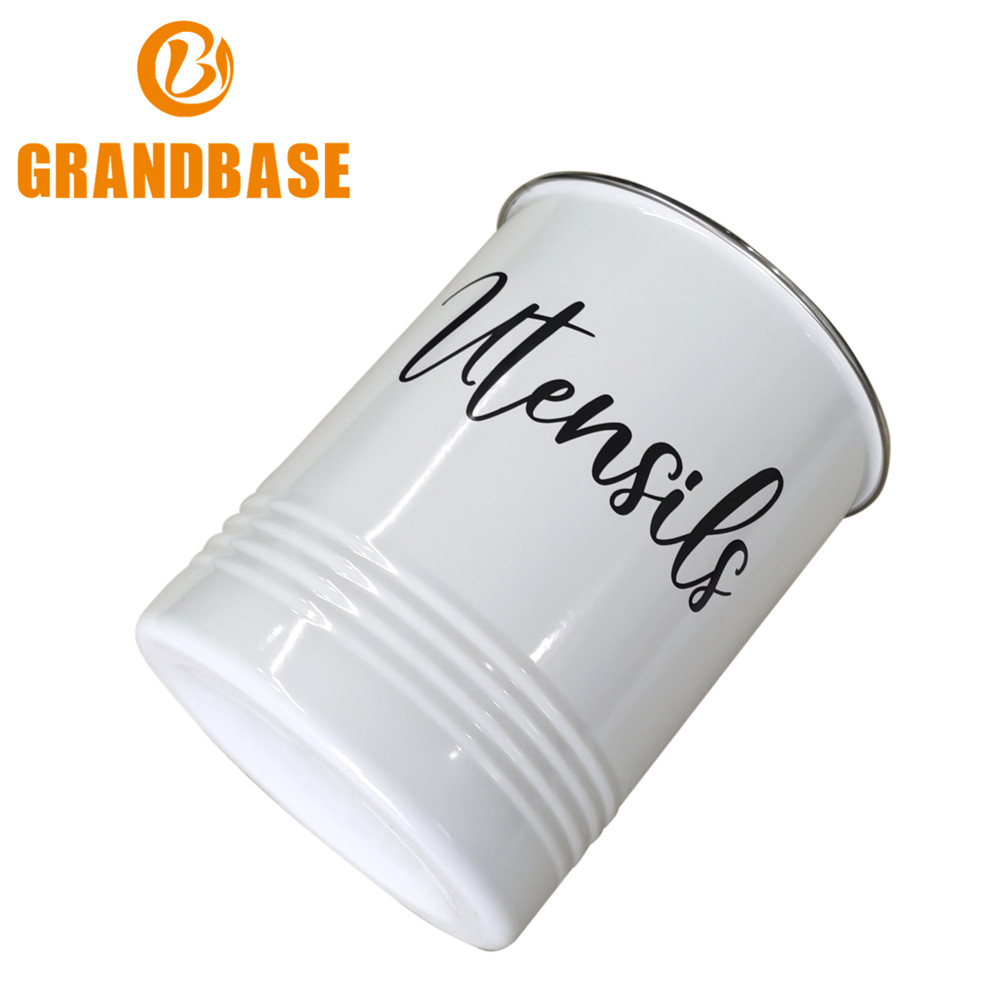 Round metal painted kitchenware can with logo